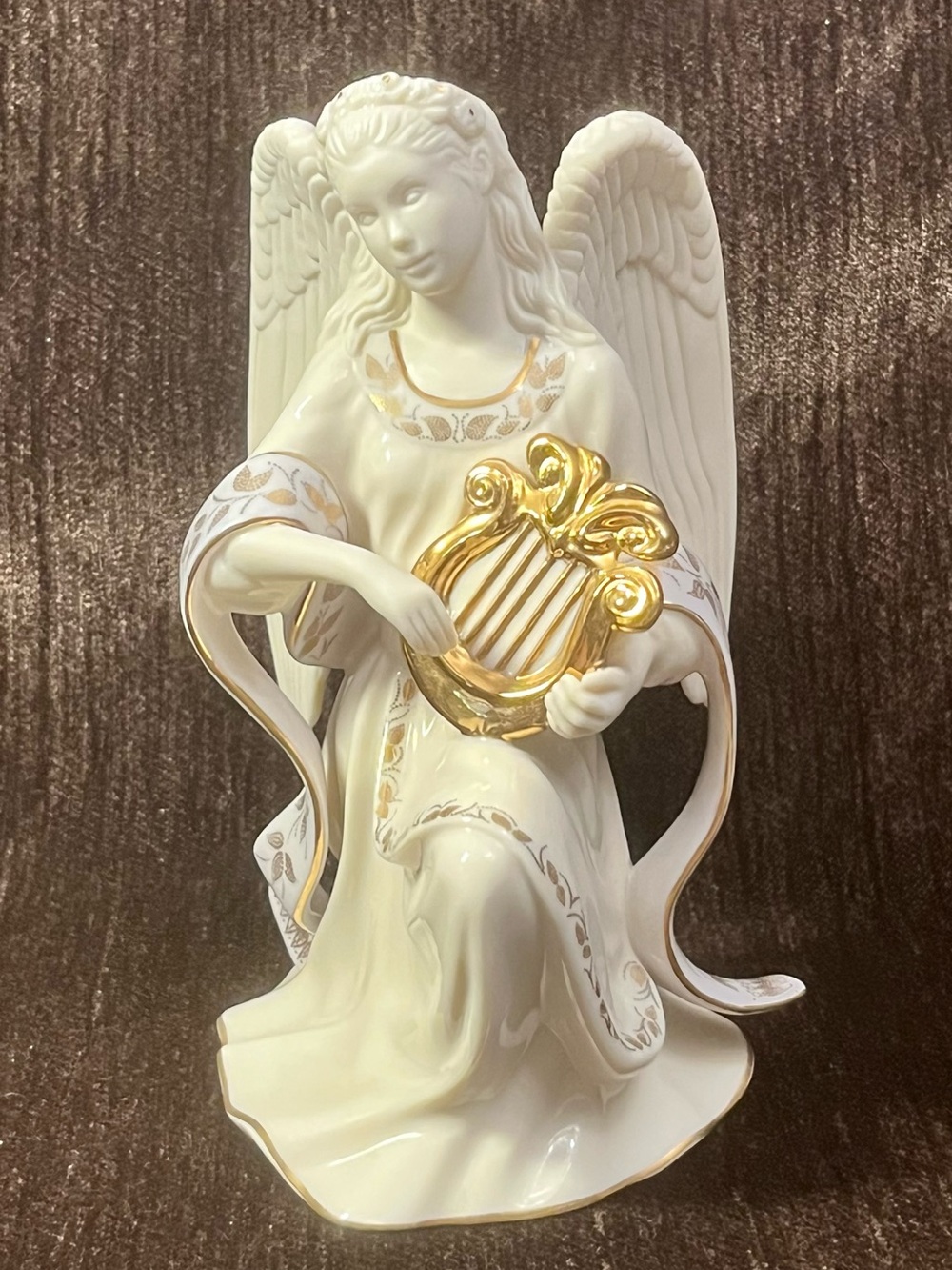 Lenox White and Gold Angel with Harp Figurine